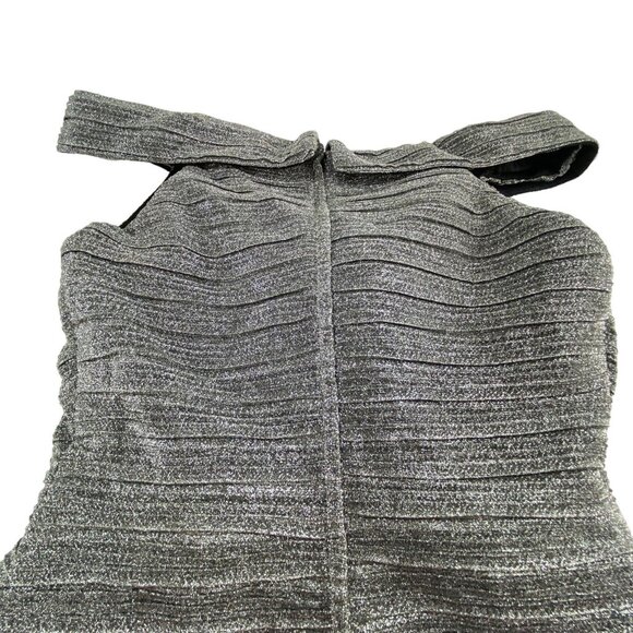 Vtg NINA CANACCI Women Off the Shoulder Mini Dress Sz 10 Silver Cocktail Wedding - Picture 14 of 16